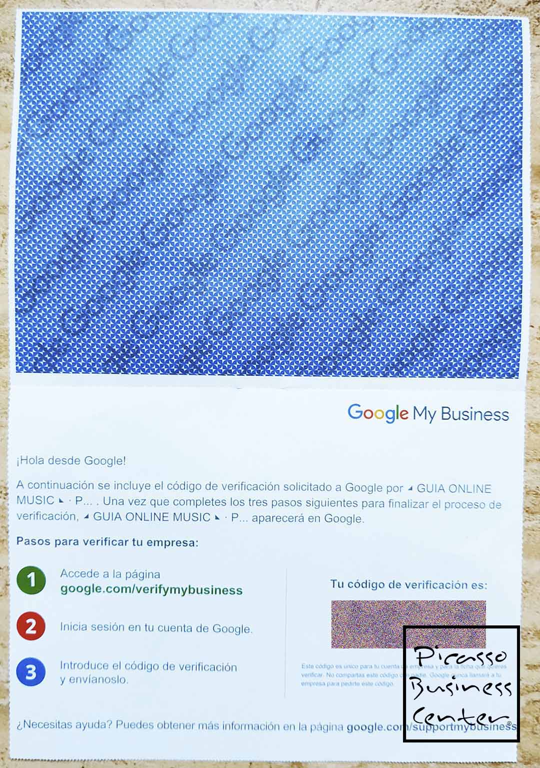 Carta de Google My Business para domiciliar la empresa en España domiciliación de empresa en España